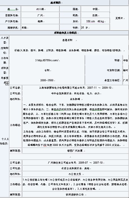 近期原創 業務助理求職簡歷表格