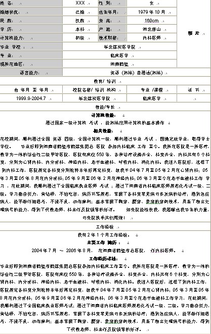 標準實用個人簡歷模板