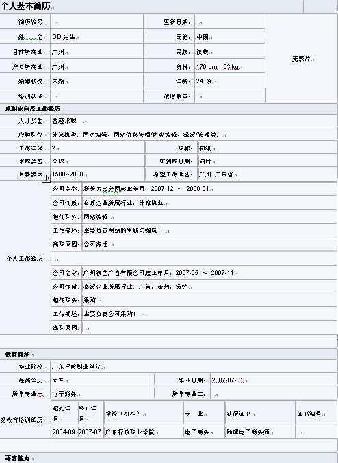 網站編輯簡歷模板（純屬原創）