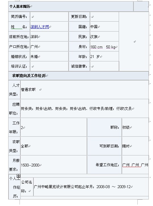 求職會計必用新格式簡歷表格