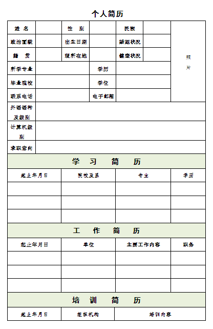 保險客戶經理個人簡歷表格