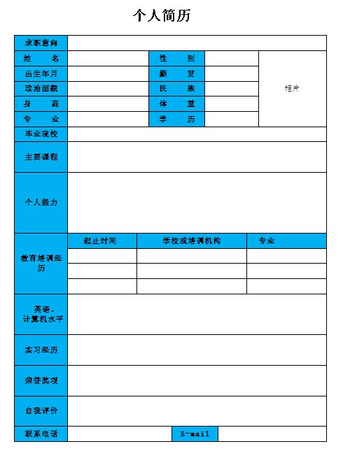 生物信息技術專業個人簡歷表格