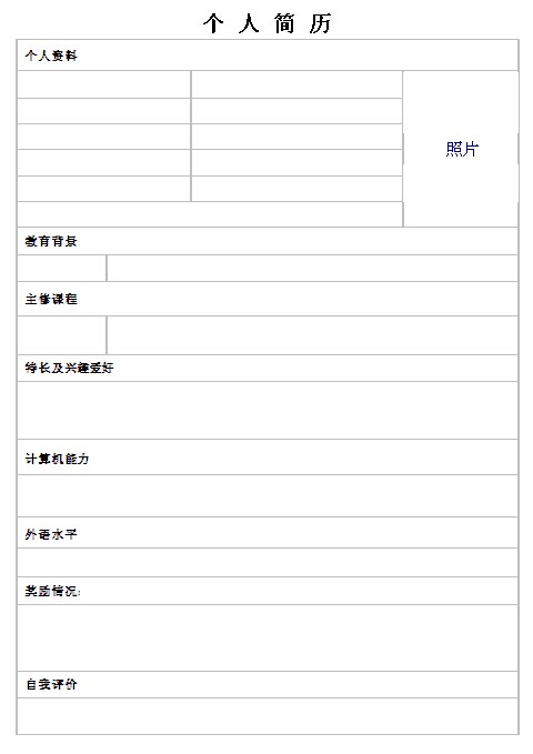 銷售人員個人簡歷表格